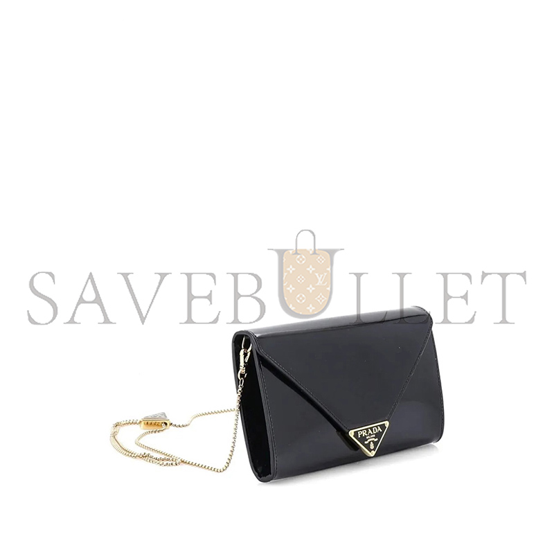 PRADA TRIANGLE LOGO ENVELOPE CHAIN-LINK GLOSSY MINI CLUTCH ENVELOPE BAG 1BP051 (20*11.5cm)